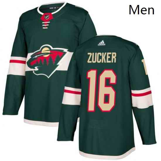 Mens Adidas Minnesota Wild 16 Jason Zucker Authentic Green Home NHL Jersey